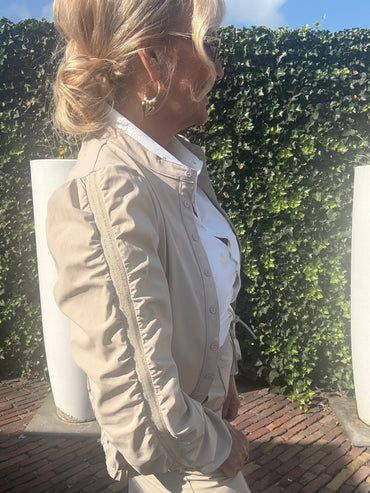 Jacket Triple Nine with gold rib on the sleeves and smoked JA92404 Beige