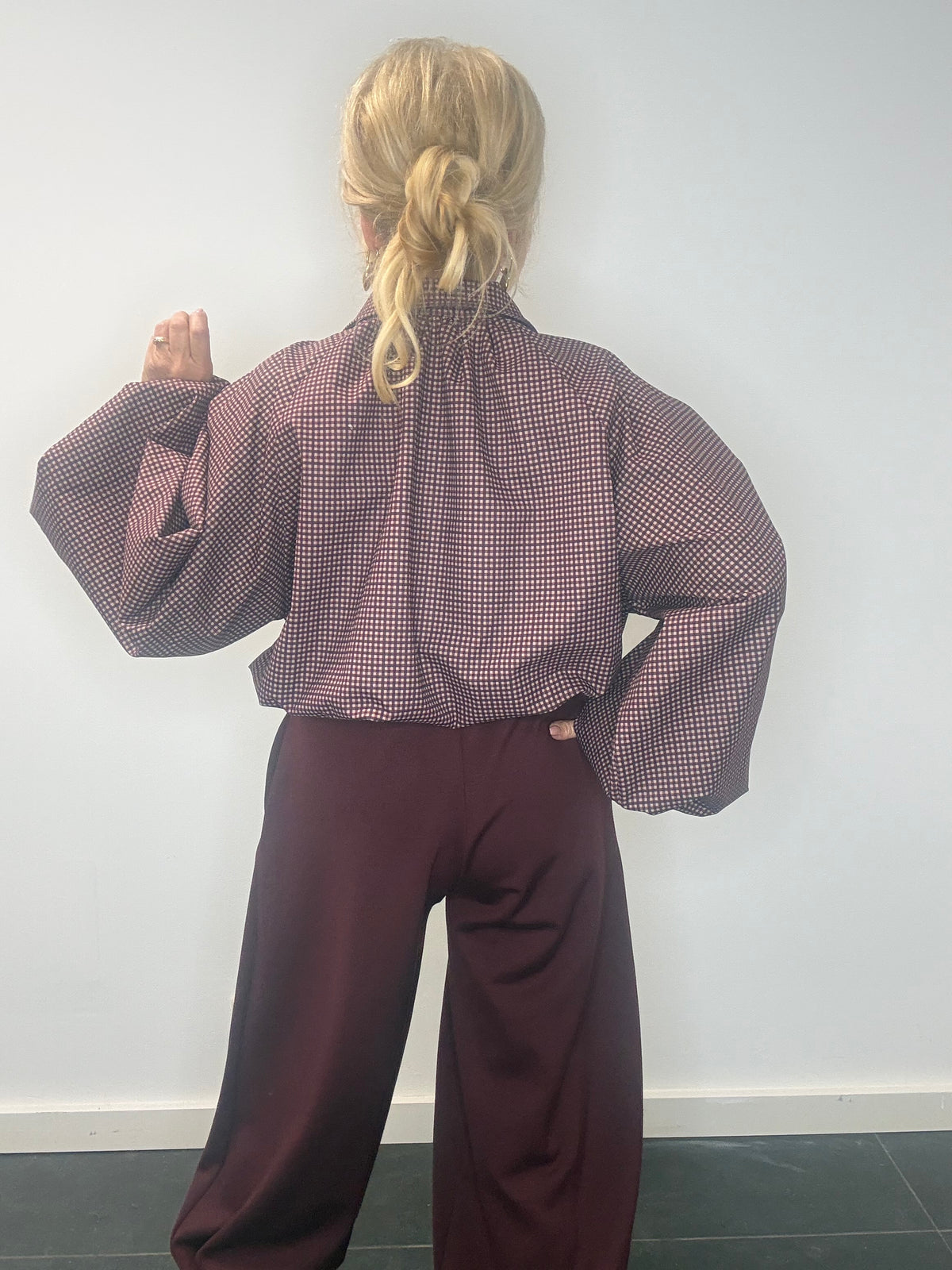 Jack Bomber New pepita pattern Burgundy