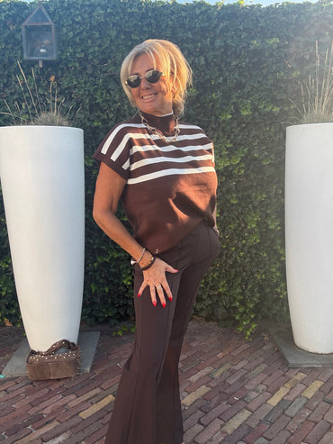 top Streep Ecru Bruin