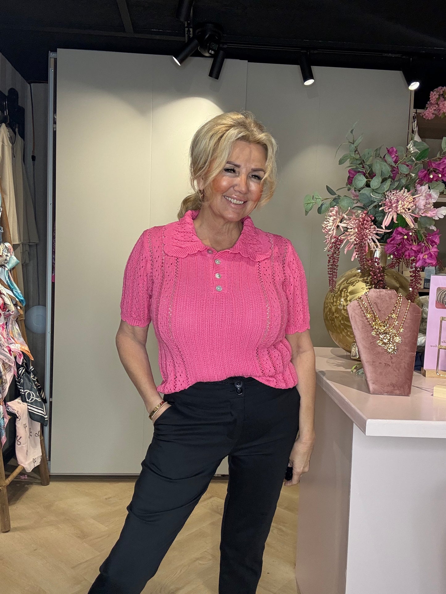 Polo truitje gehaakt katoen Rose
