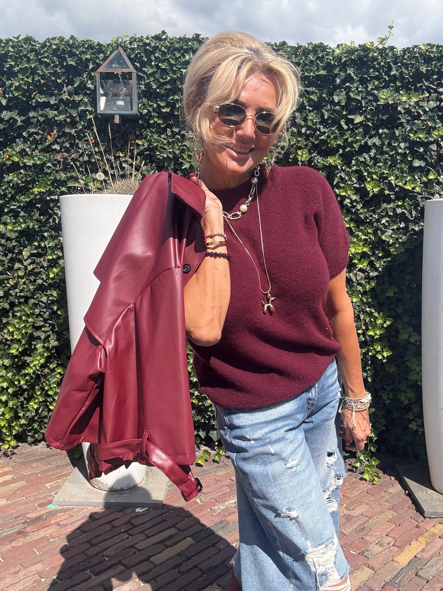 Puh Leatherlook Bordeaux Cape Jasje 🌺