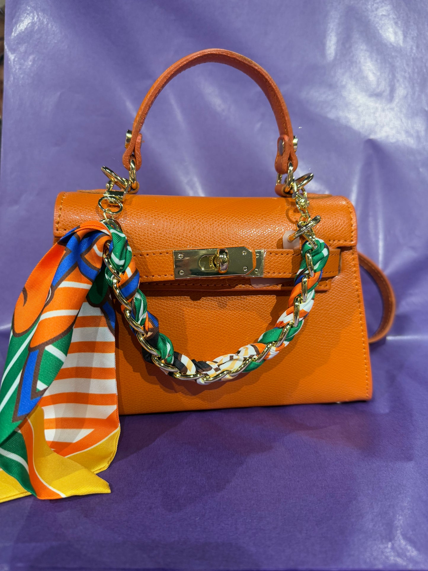 Luxe lederen handtas - oranje elegantie