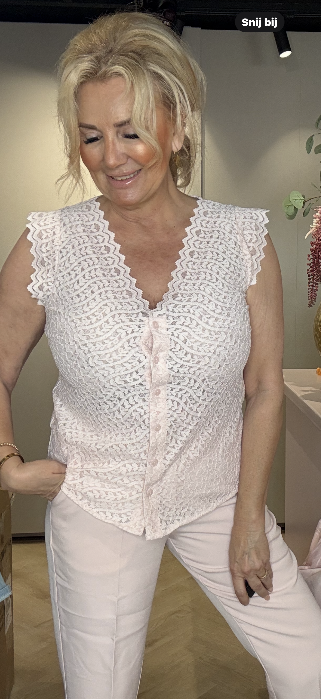 Blouse kant Poederrose