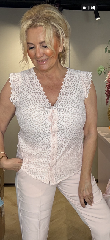 Blouse kant Poederrose