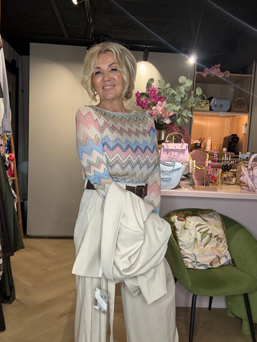 Zigzag Top Missoni Style Blauw