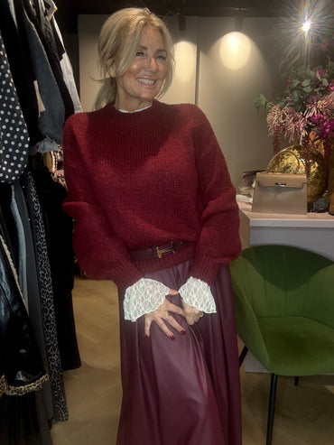 Trui Grof Ballon Mouw Bordeaux