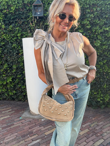 Blouse Big Bow Beige
