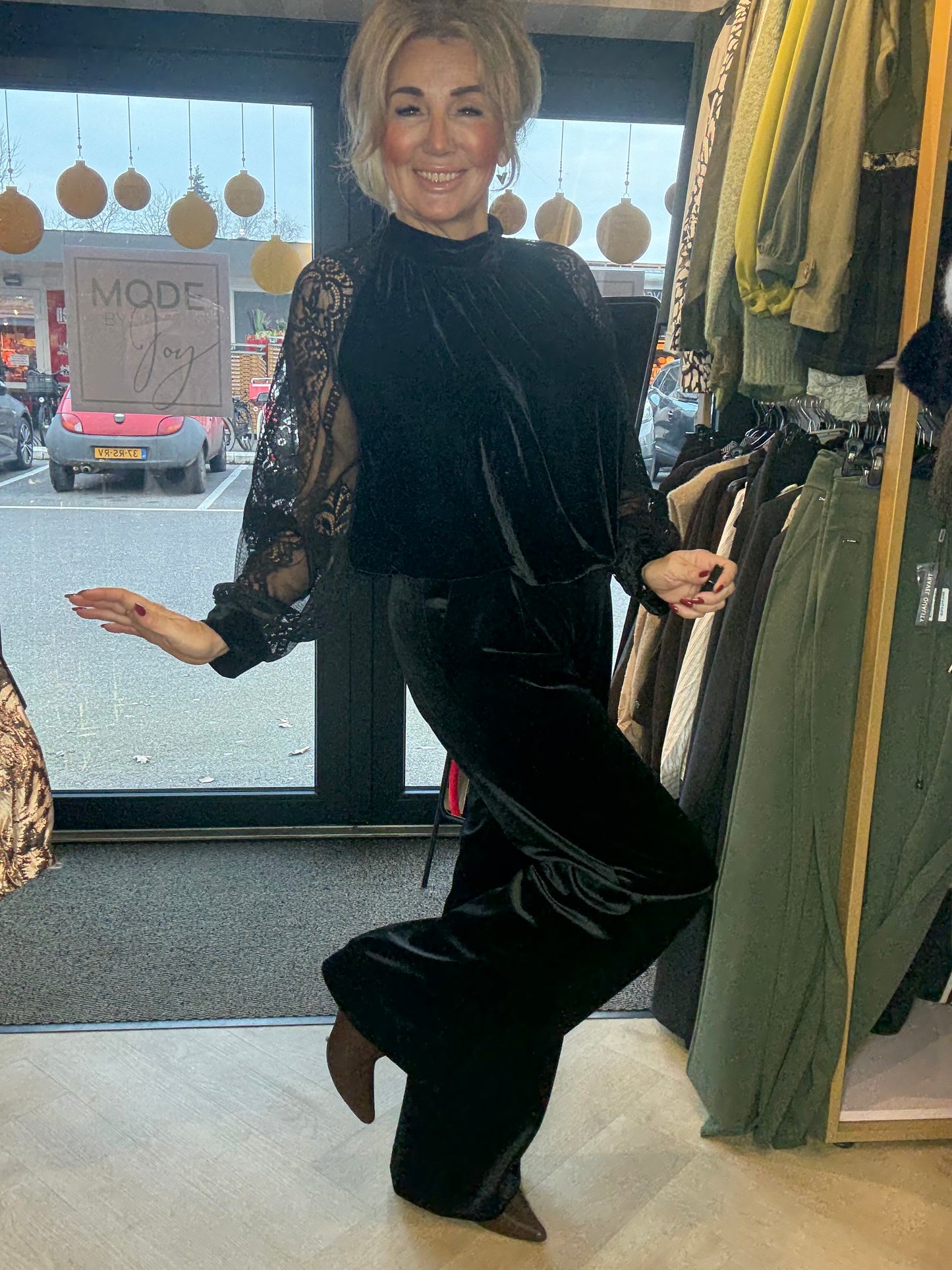 Broek zwart Fluweel Straight leg