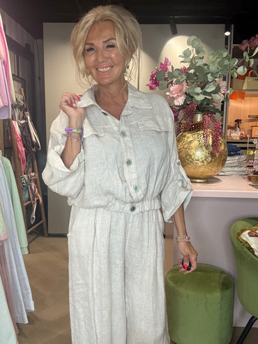 Blouse Bomber Linnen Beige