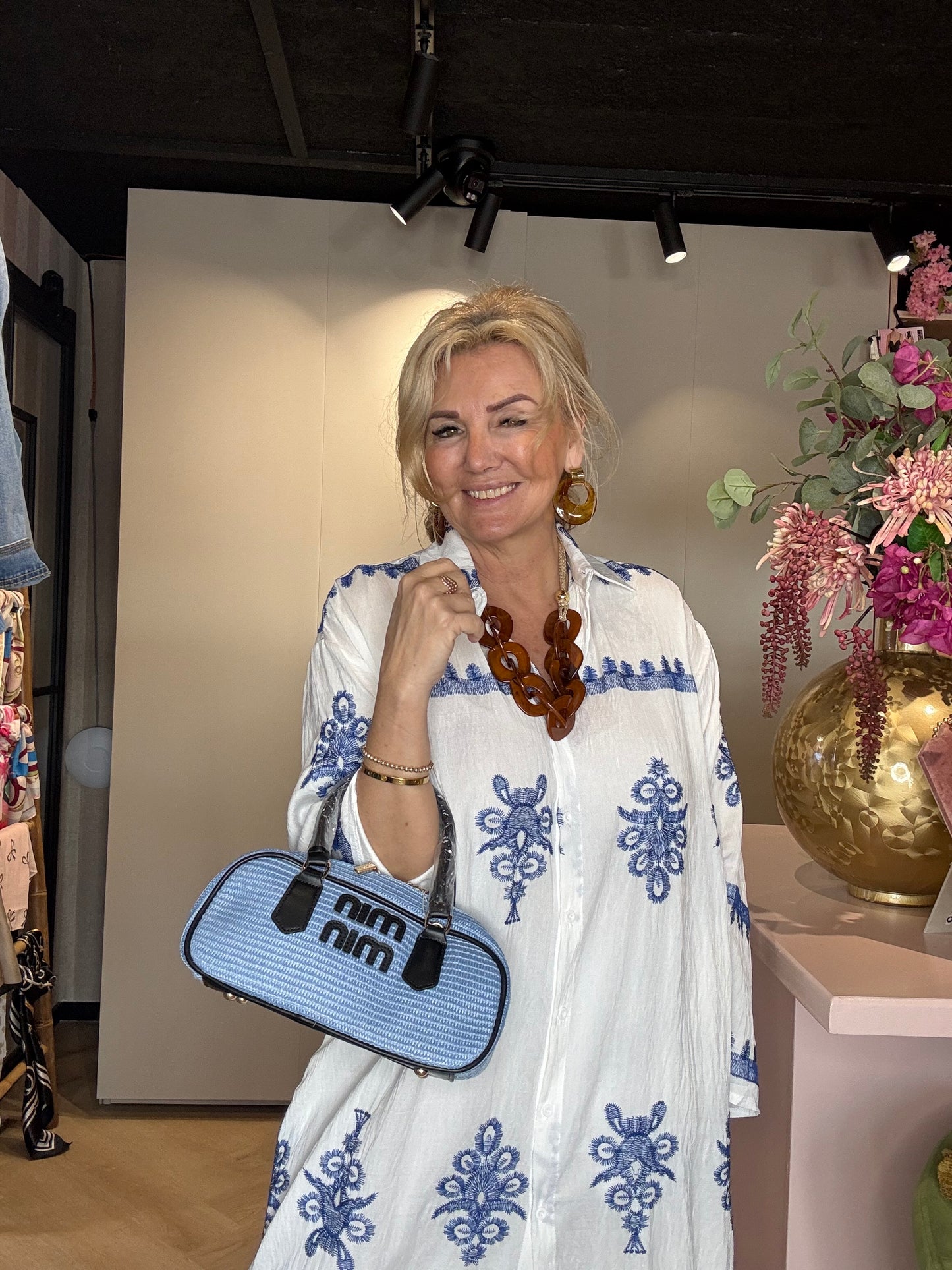 Jurk Mykanos Wit/Blauw