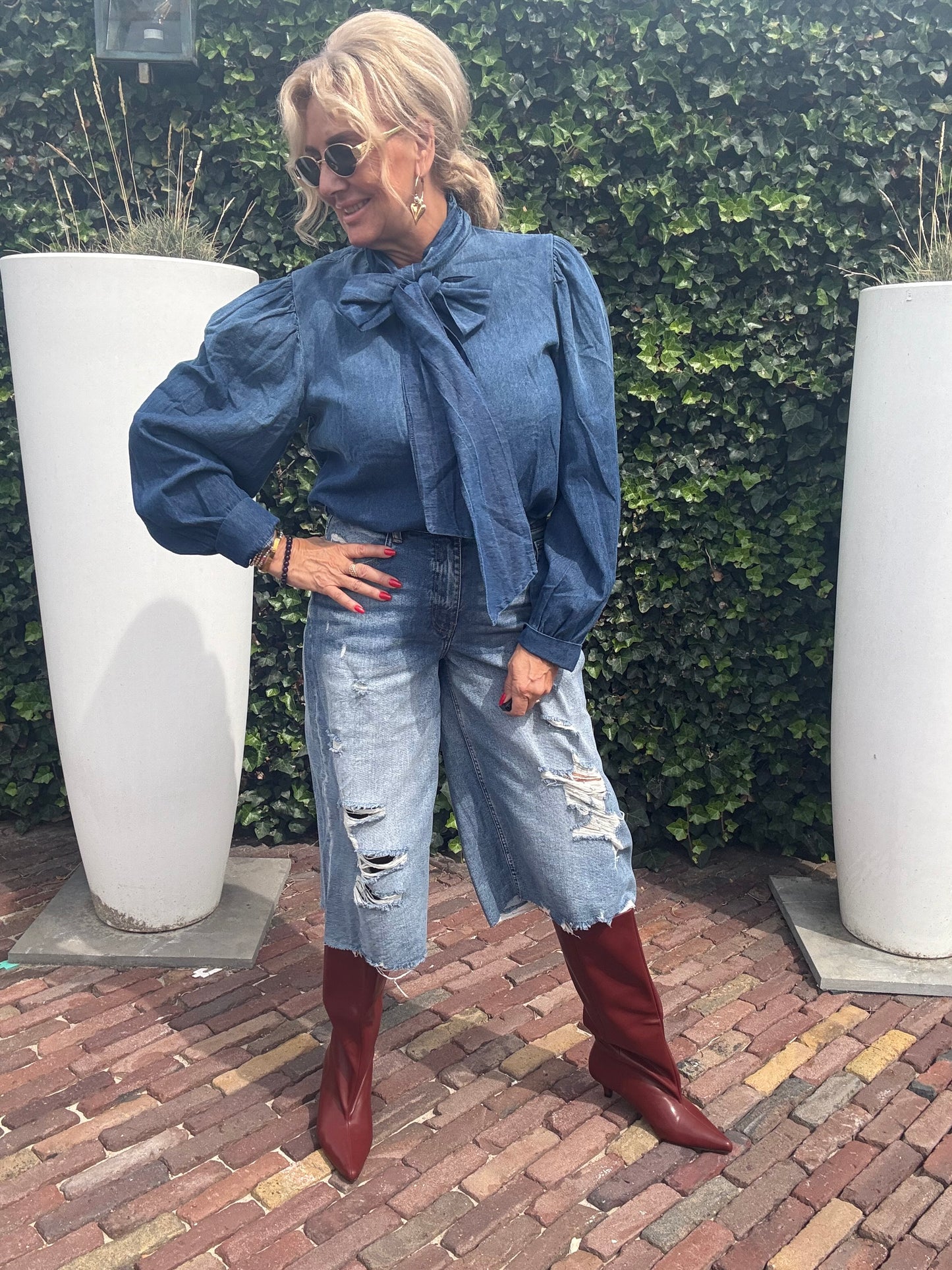 Jeans Blouse Bow