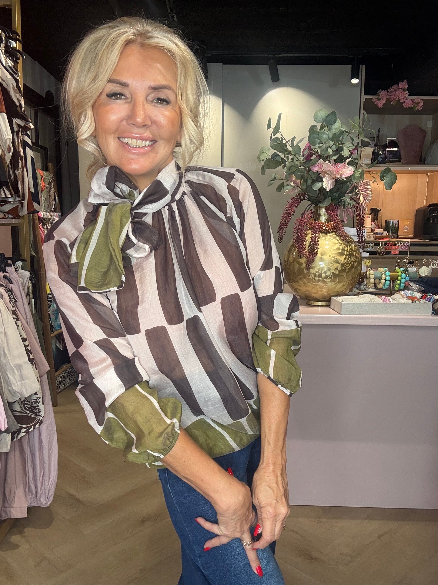 Blouse strik olive