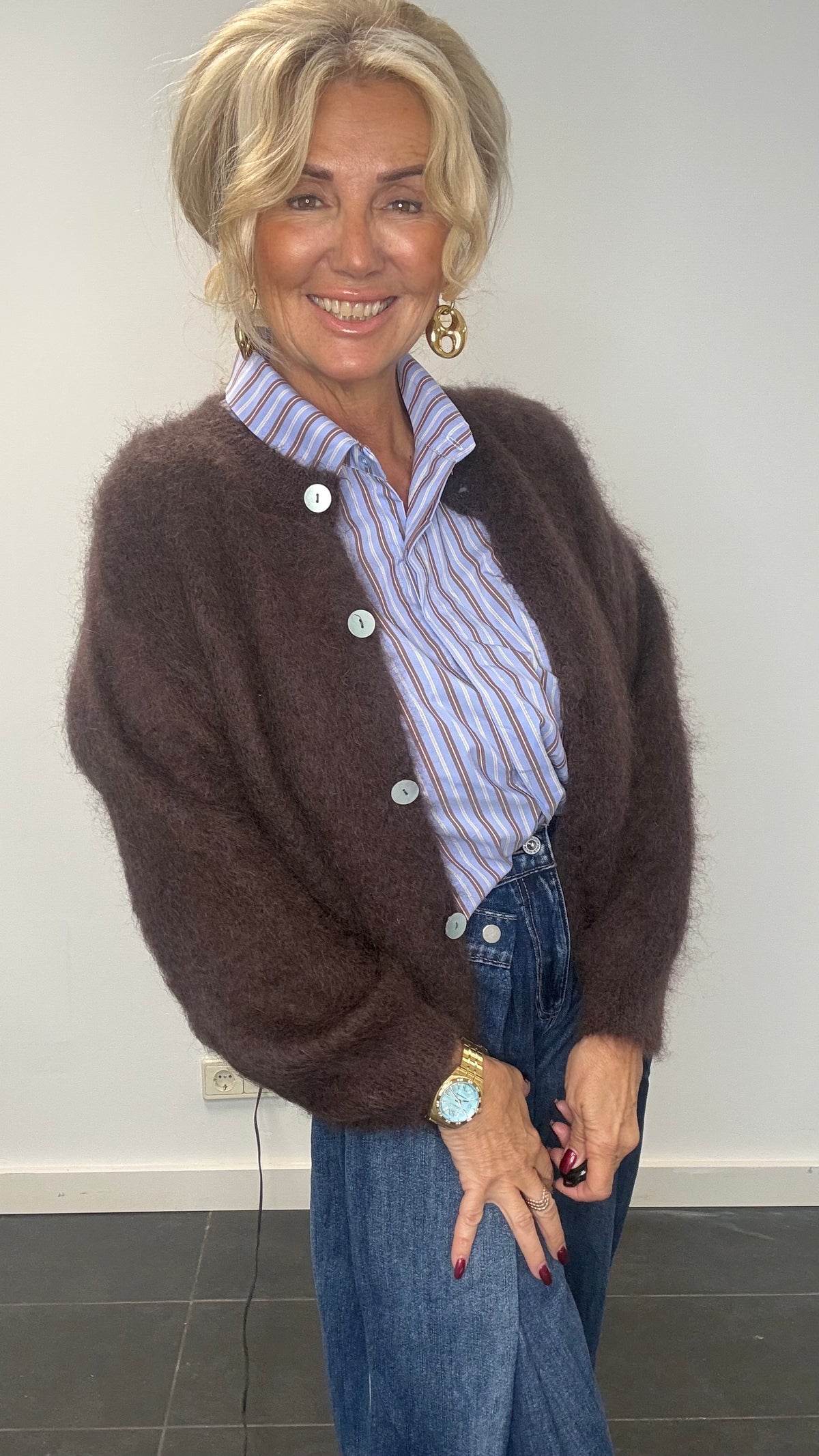 Vest i mohair Mørkebrun