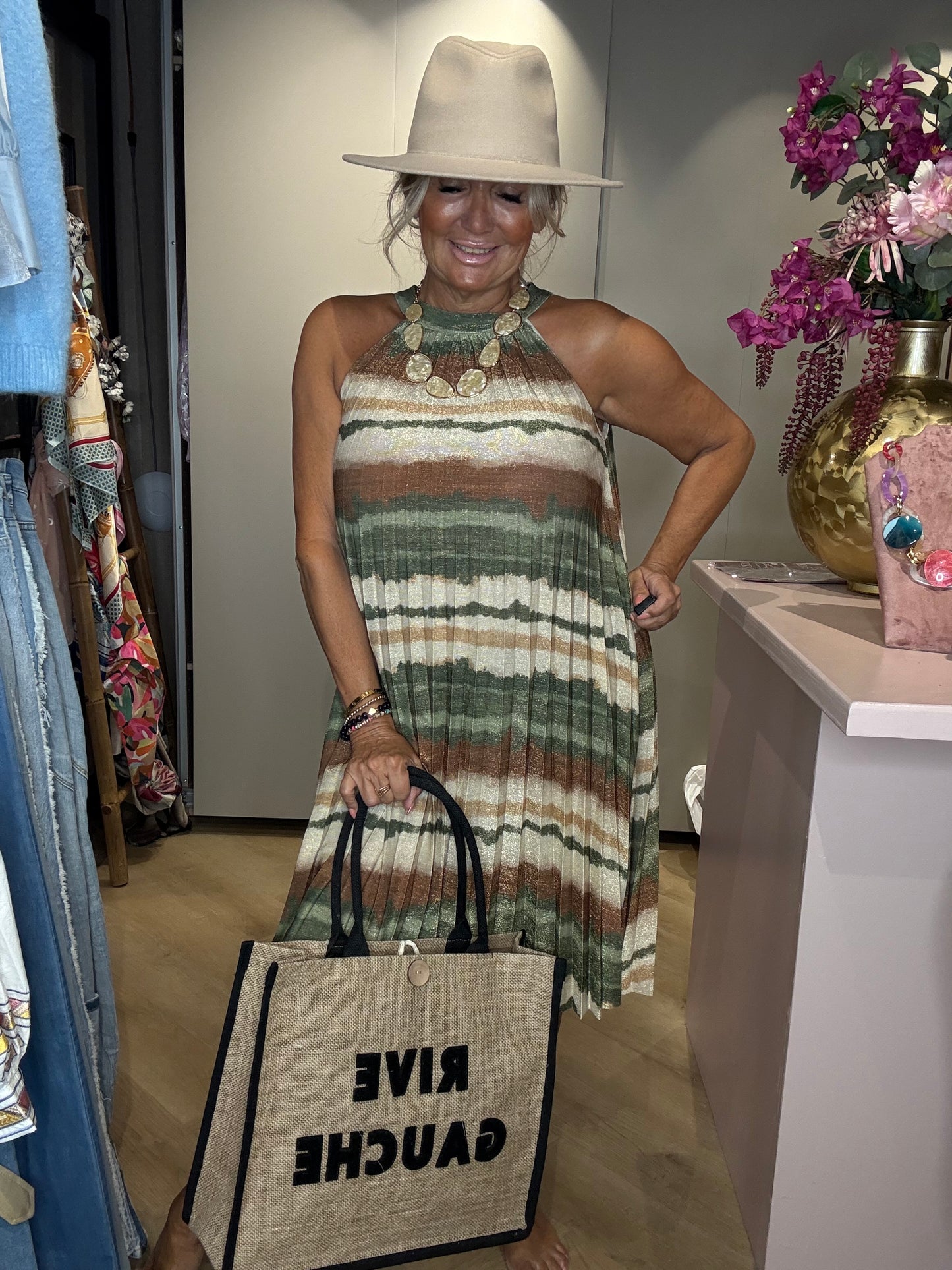 Halterdress Groen/ Goud