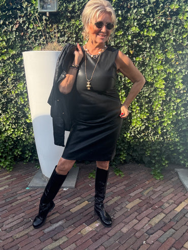 Dress Jill Puh Leatherlook Zwart