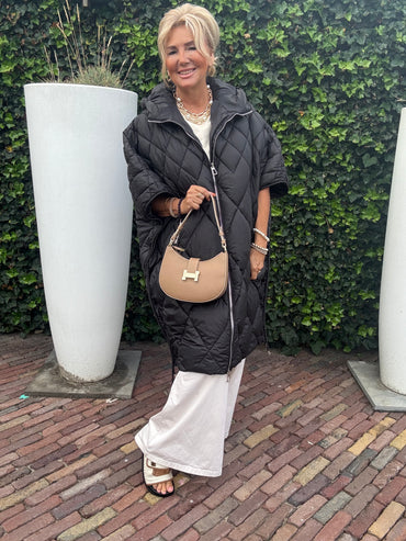 Bodywarmer Long Quilted Zwart