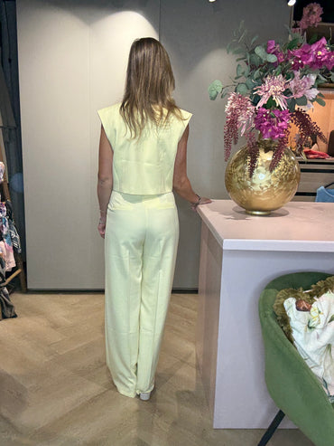 Gilet Linnen Look Zacht Geel