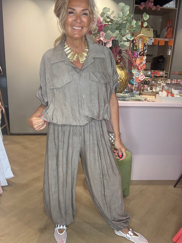 Blouse ballon taupe