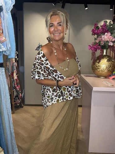 Dress Strapless Camel🌴