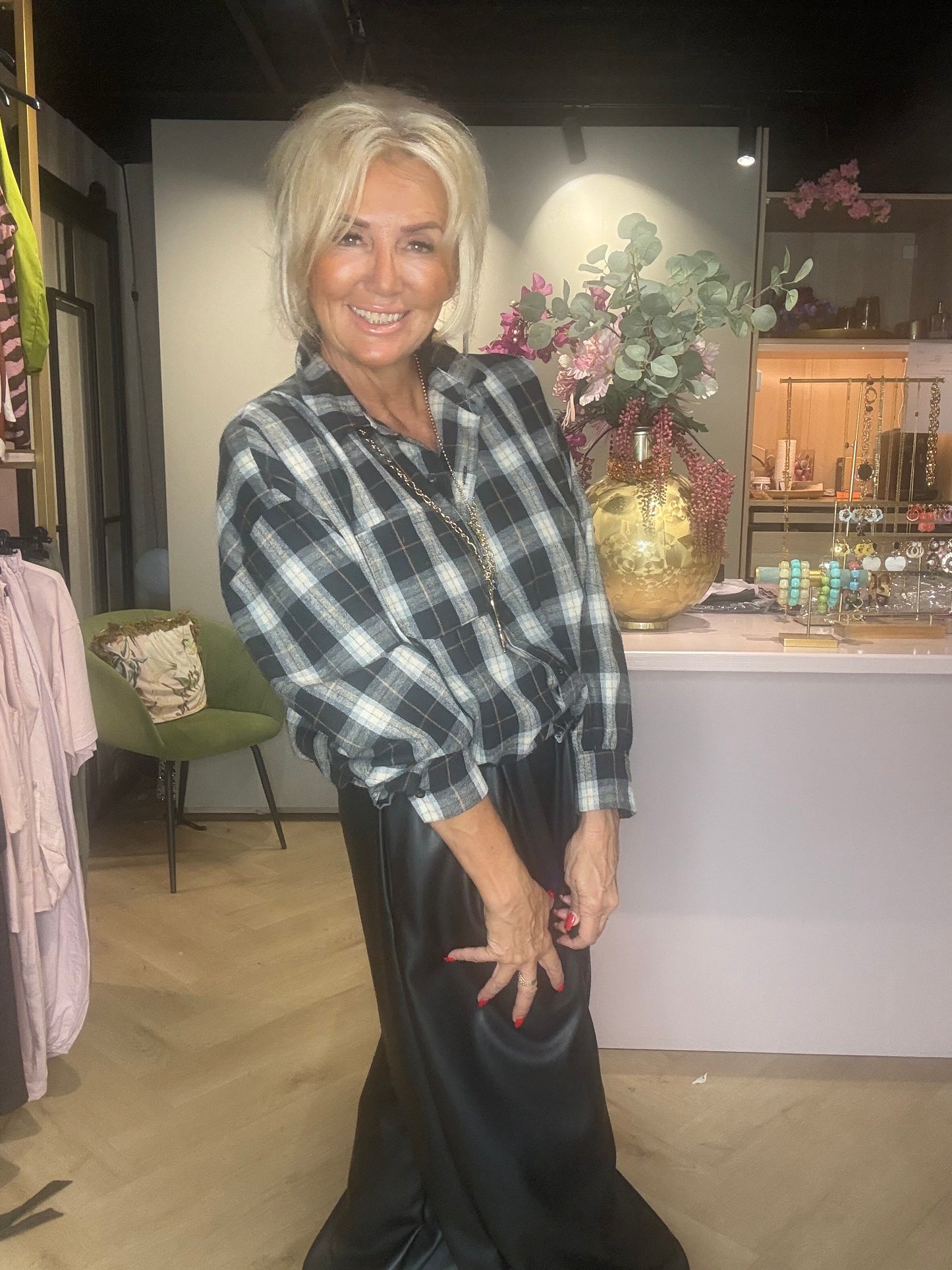 Flannel Plaid Black Button Jacket