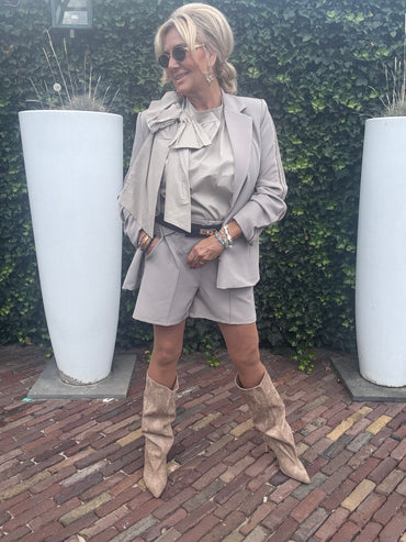 Laarzen Beige Suedine kozak model