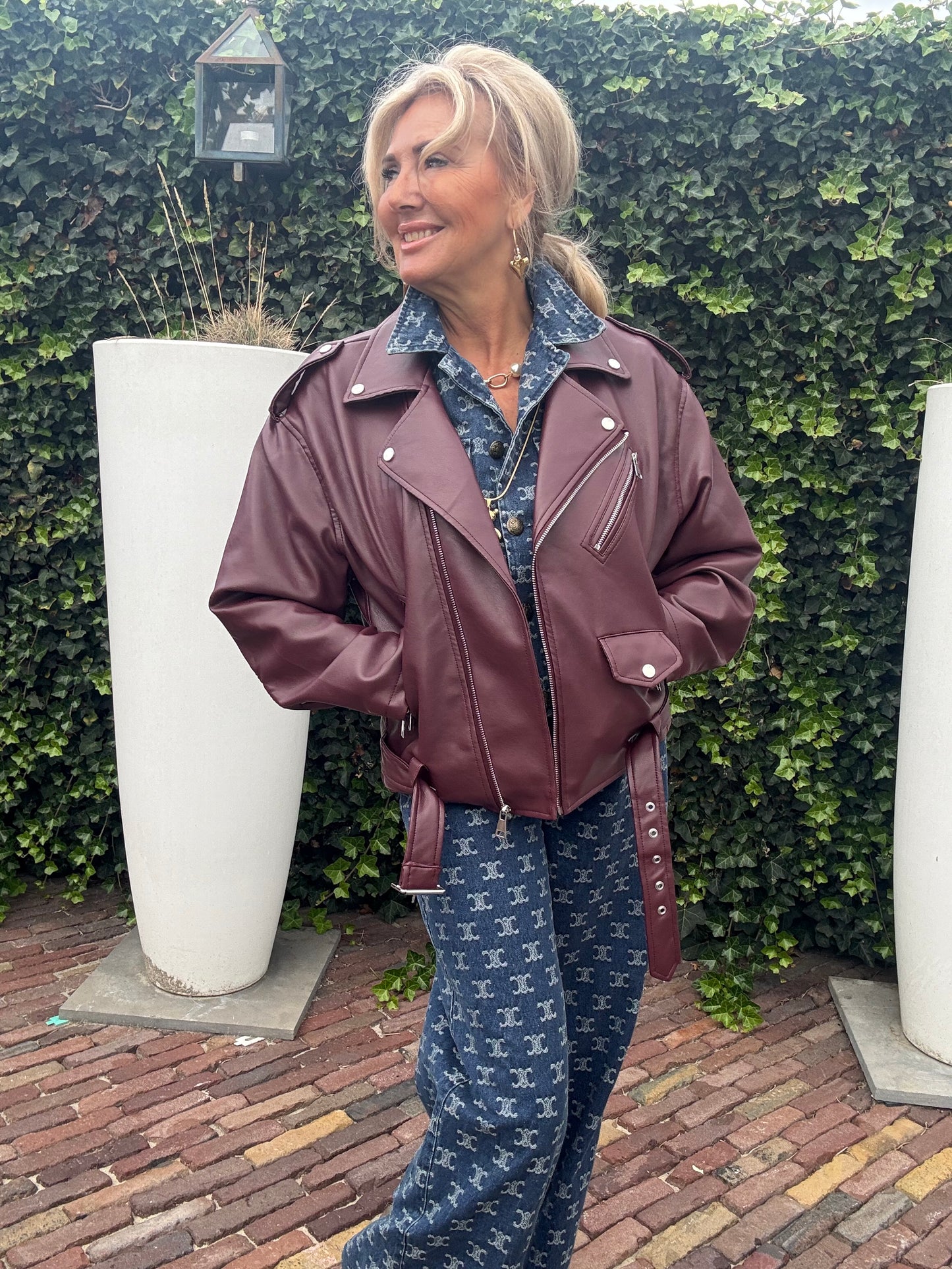 Biker Jack Veagan Leatherlook Burgundy 🌺