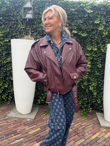 Biker Jack Veagan Leatherlook Burgundy 🌺