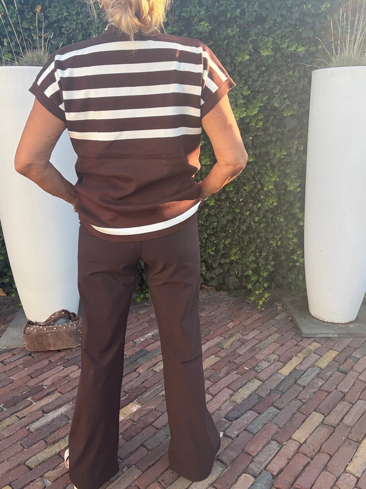 Triple Nine Broek Flared BR2301 Donker Bruin