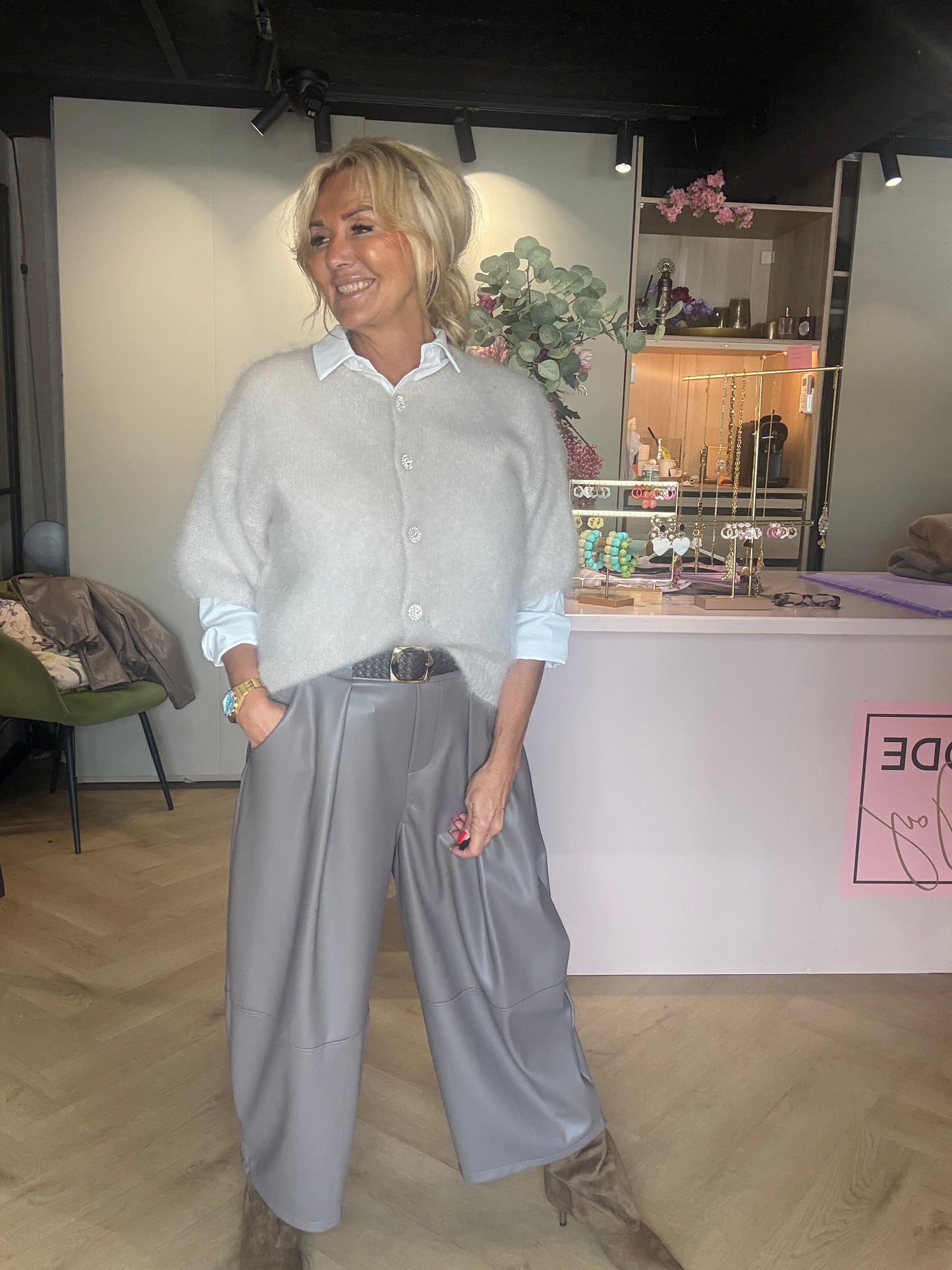 Mohairvest med strass Stone