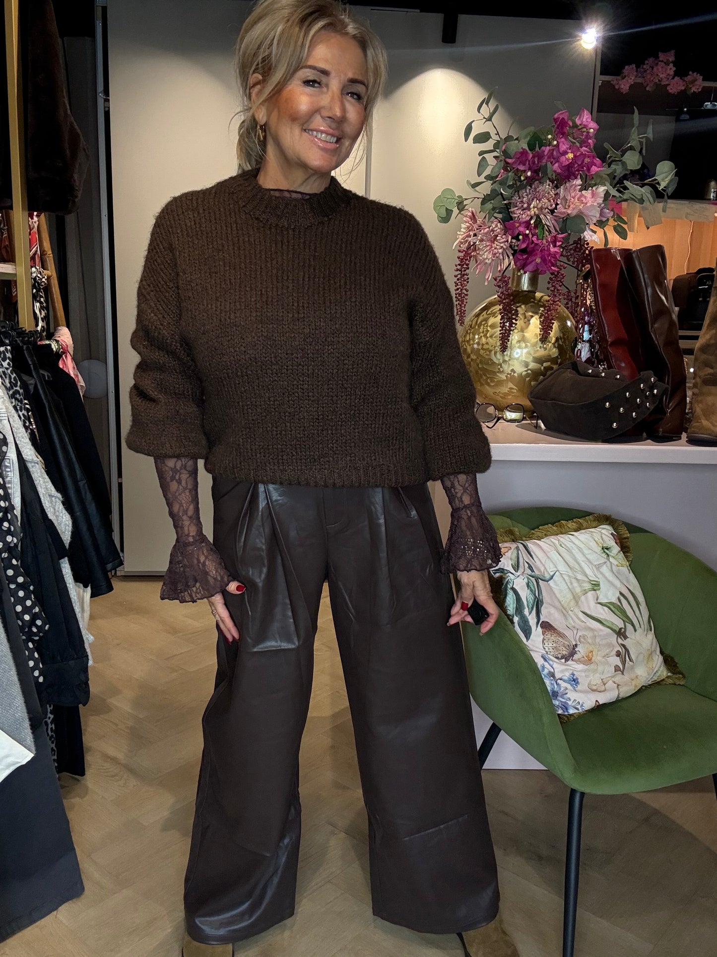 Trui Grof Gebreid Bruin