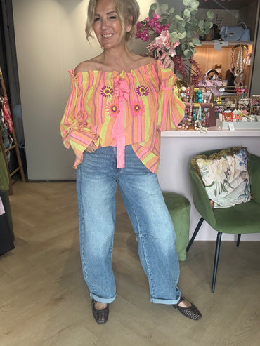 Blouse Off shoulder Orange