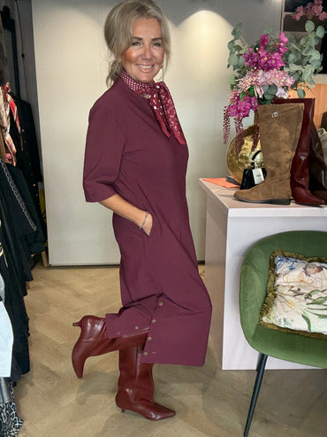 Mi Piace Bonded Travel Jurk Burgundy 202692