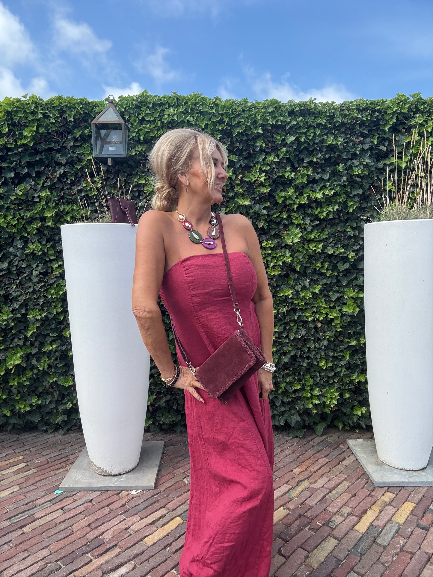 Dress Strapless Bordeaux 🌺