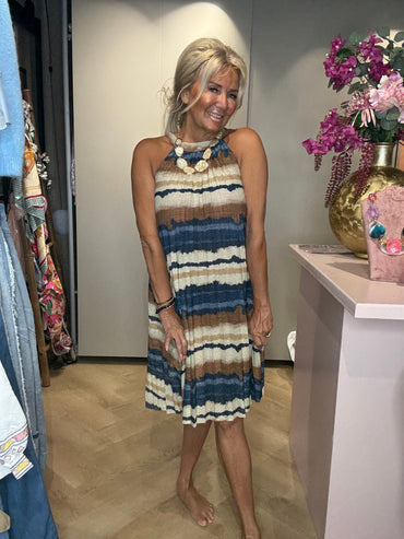 Halter Dress Blauw Goud