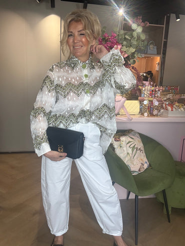 Boho Zigzag Green Blouse