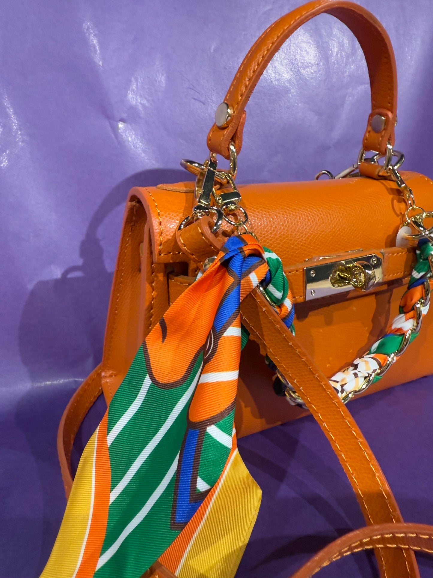 Luxe lederen handtas - oranje elegantie