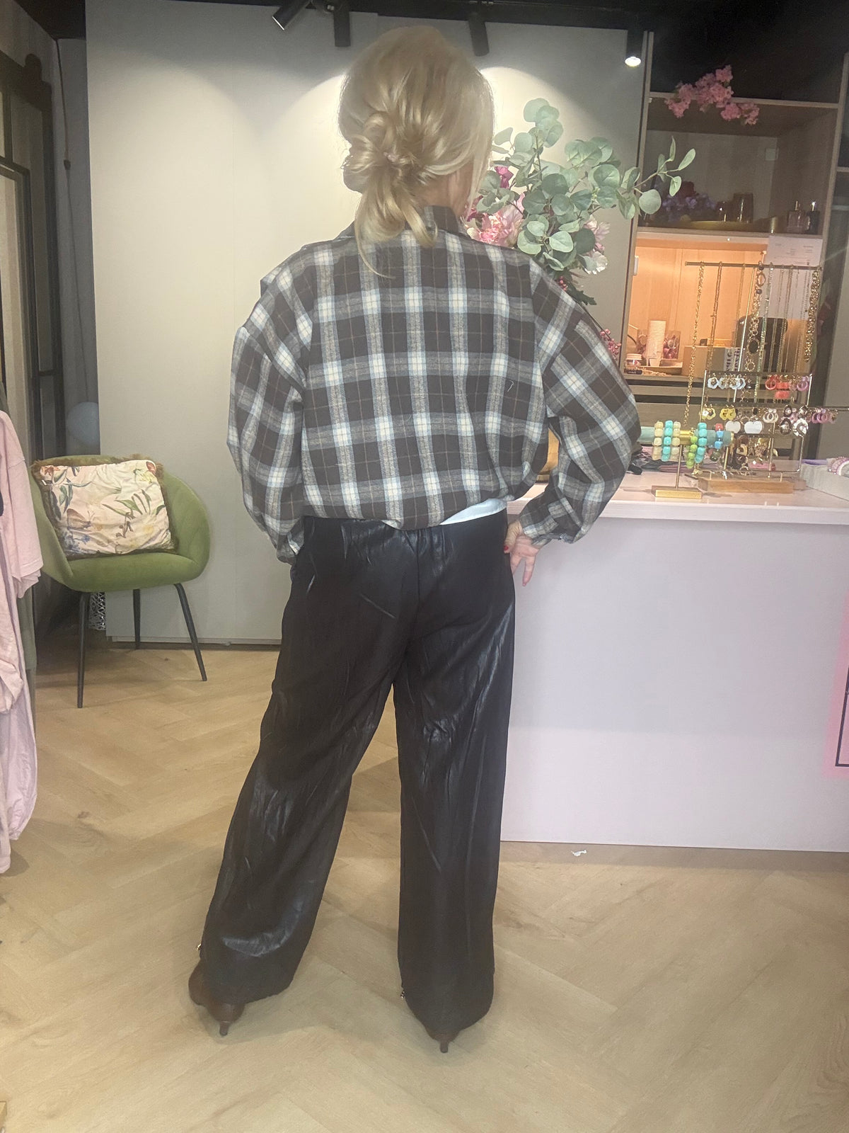 Brown Plaid Flannel Button-Up Jacket