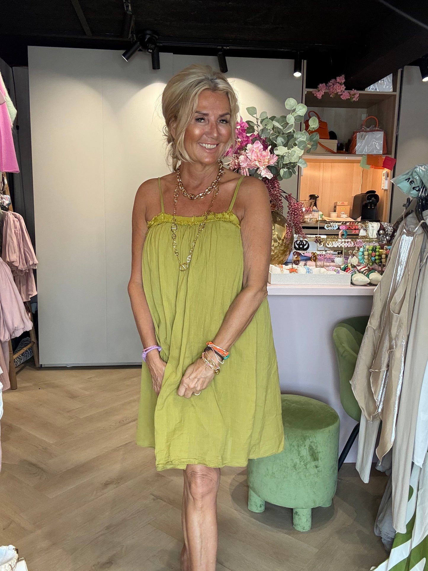 Vestido Mykonos matcha