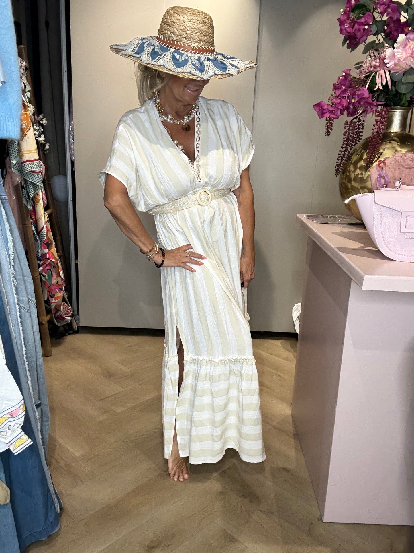 Dress Nice Beige Streep