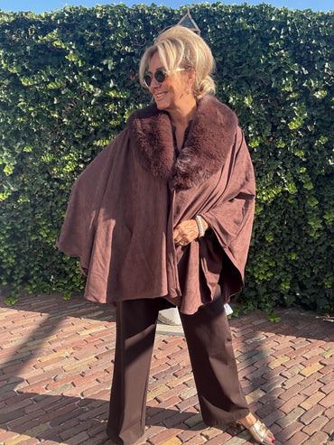 Poncho Suedine Bruin