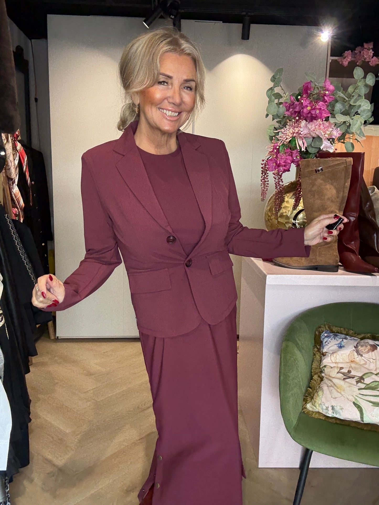 Mi Piace Bonded Travel Blazer Burgundy 202646