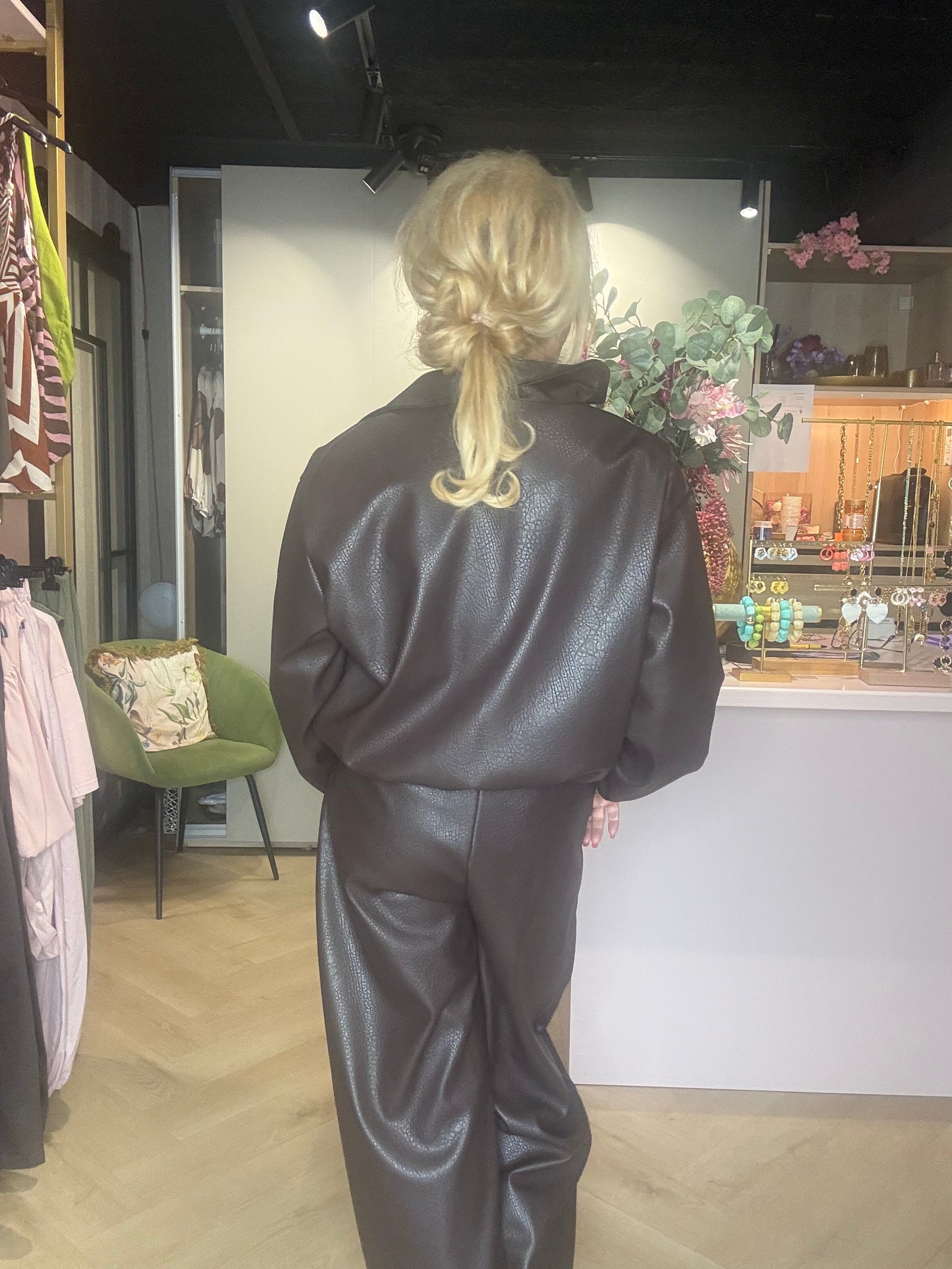 Ballonjacke, Modell Puh, Bläschen, Lederoptik, Braun
