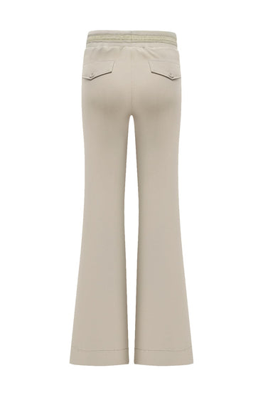 Broek Flared Triple Nine with gold rib belt BR2304 Beige