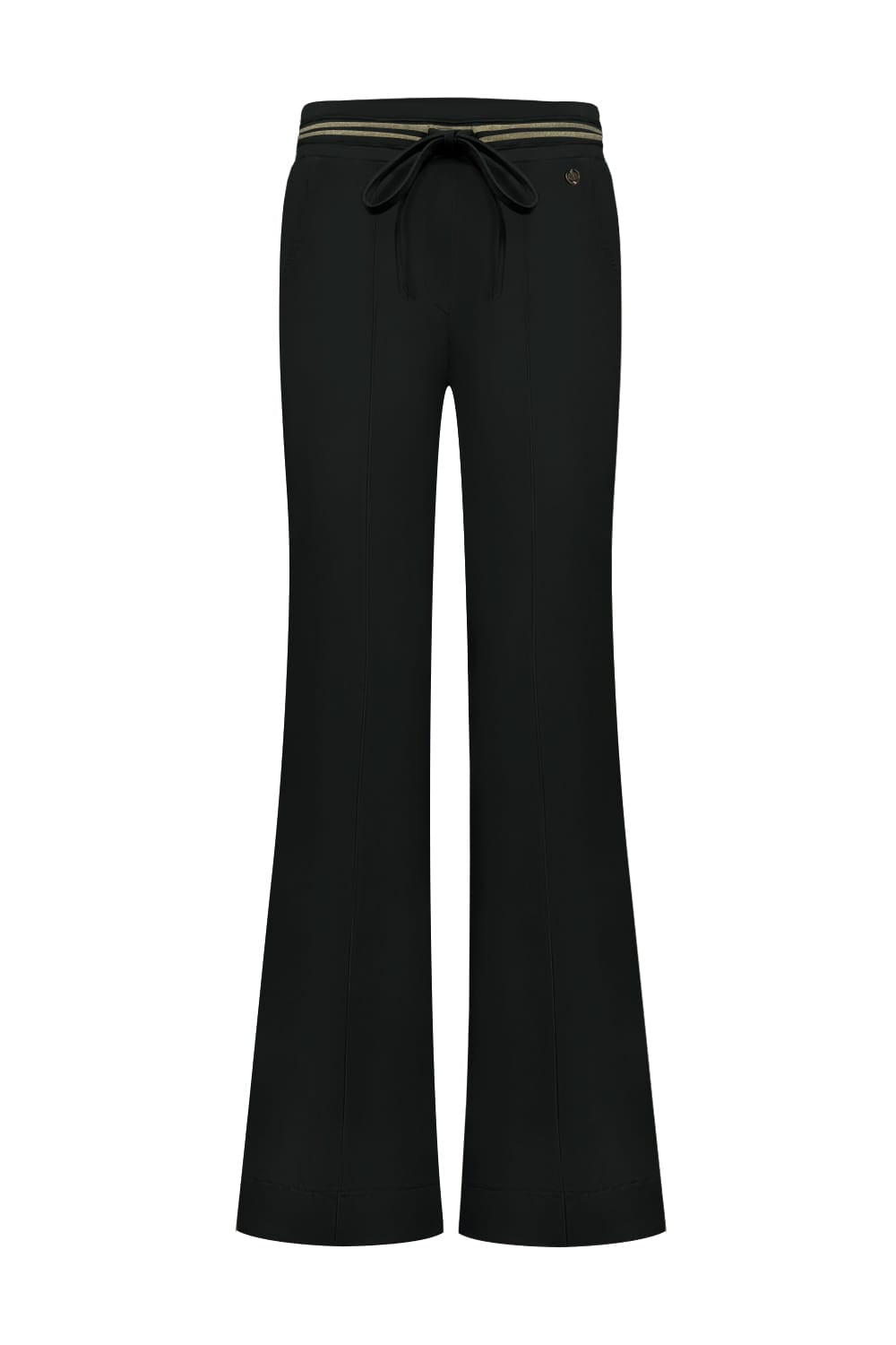 Broek Flared Triple Nine with gold rib belt BR2304 Black