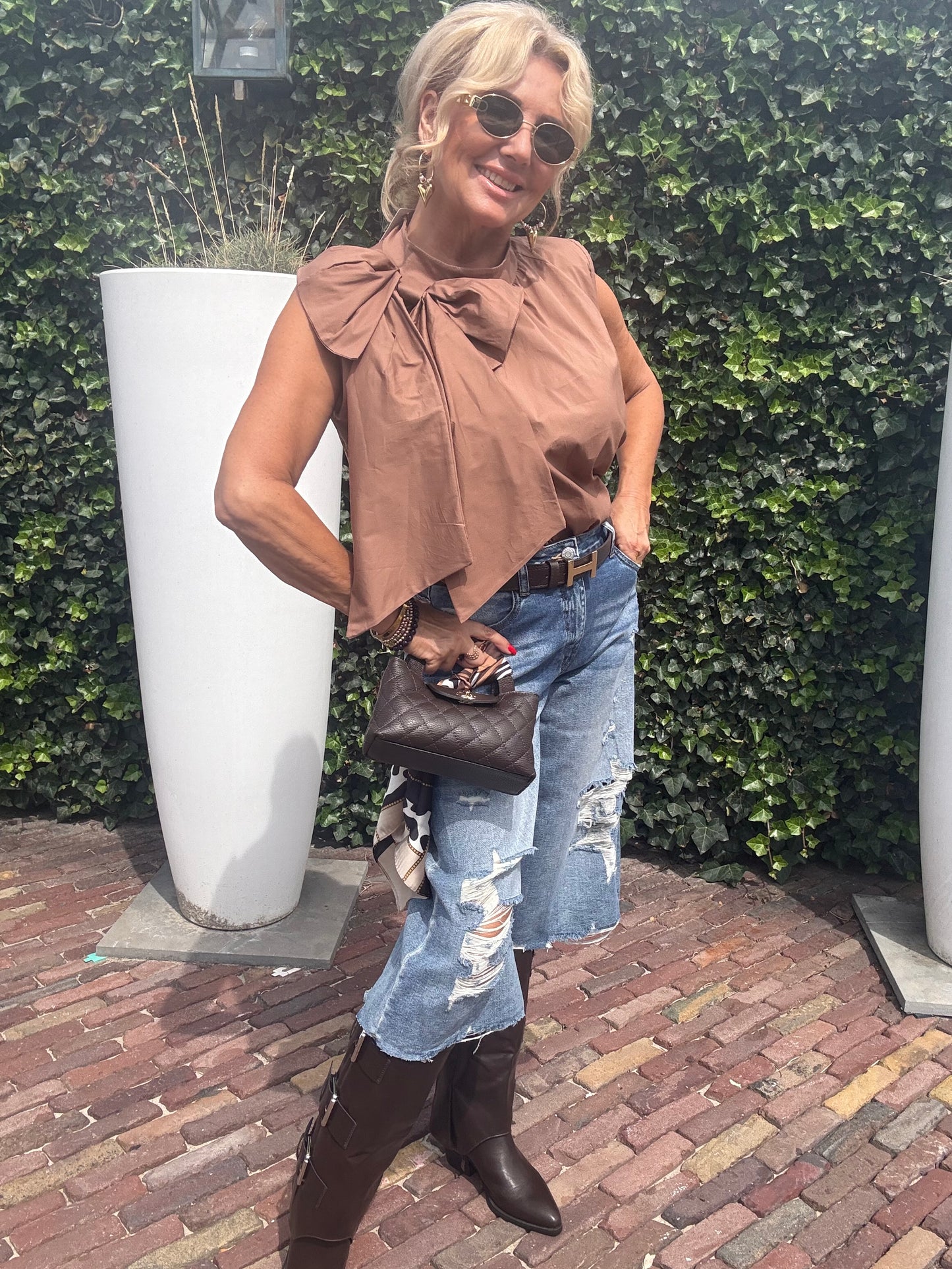 Blouse Big Bow Camel