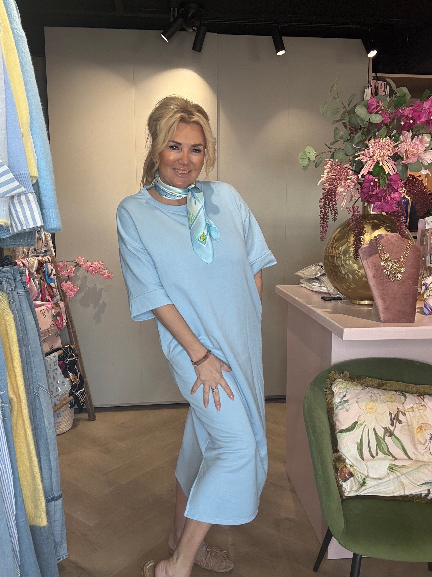 Jurk Sunny Comfydress Licht Blauw