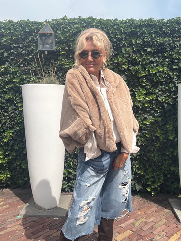 Faux Furr Cape Beige