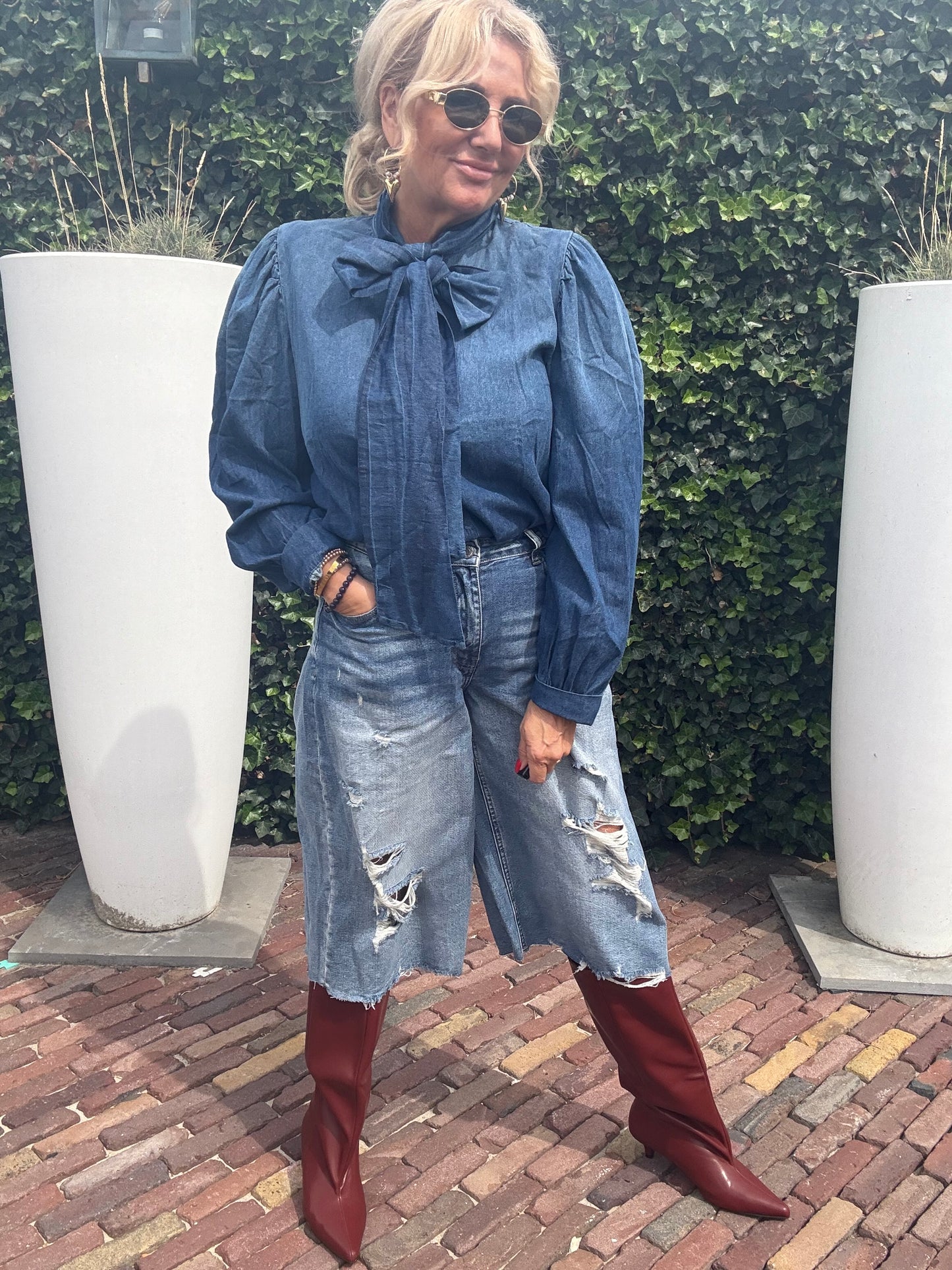 Jeans Blouse Bow