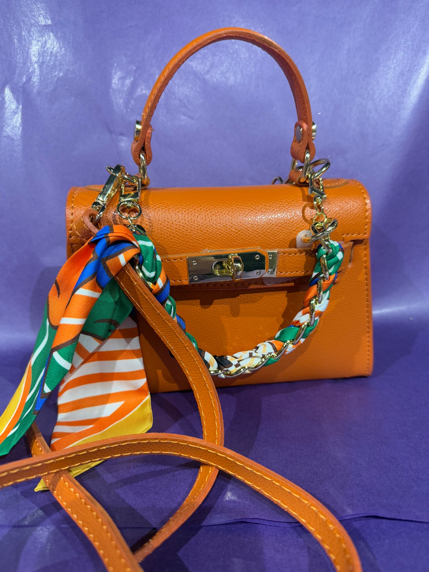 Luxe lederen handtas - oranje elegantie