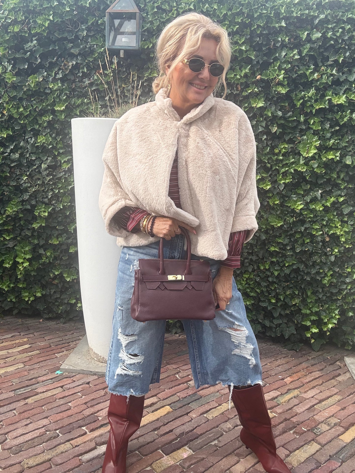 Faux Fur Cape Crème